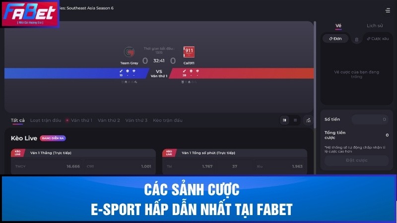 Các sảnh cược E-Sport hấp dẫn nhất tại Fabet