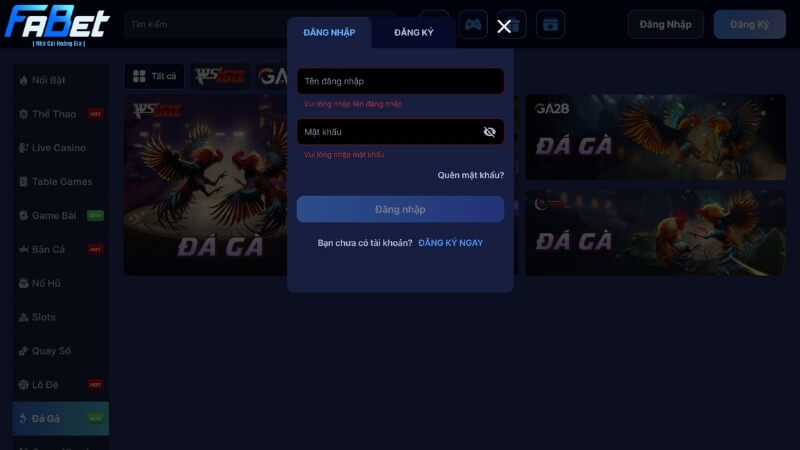 Hướng dẫn đăng nhập tài khoản Fabet