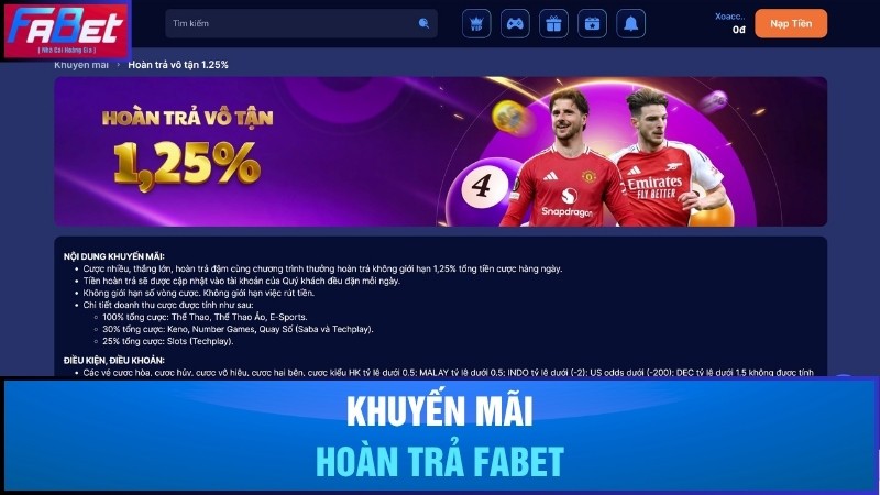 Chương trình hoàn trả cược thua tại Fabet