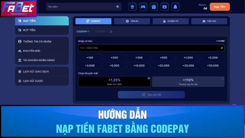 Hướng dẫn nạp tiền vào Fabet bằng CodePay