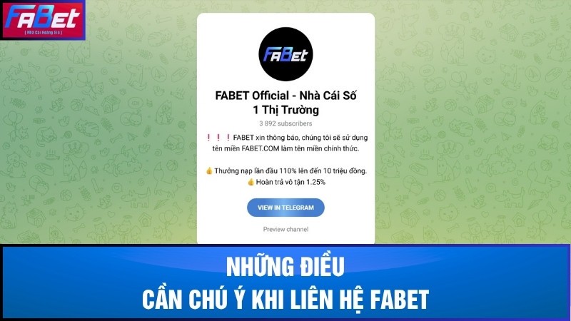 Những điều cần chú ý khi liên hệ Fabet
