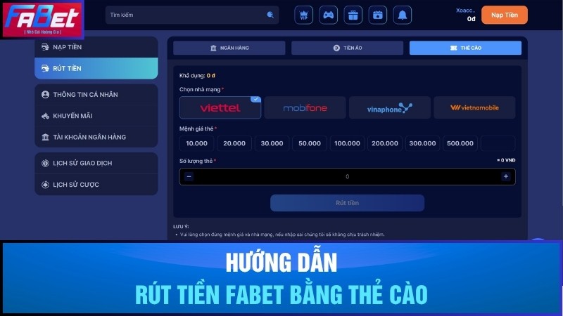 Hướng dẫn rút tiền bằng thẻ cào điện thoại