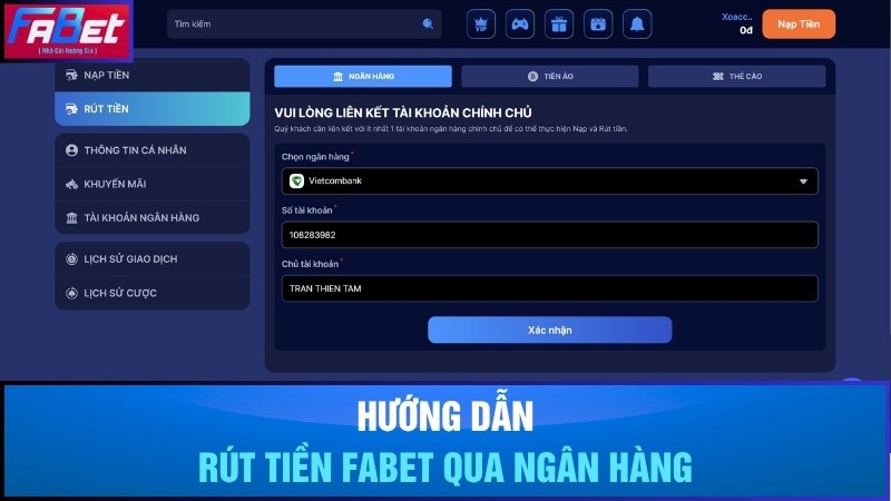 Hướng dẫn rút tiền về tài khoản ngân hàng