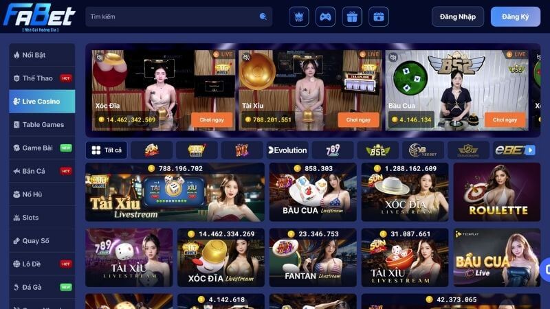 Sảnh cược Live Casino thượng lưu Fabet
